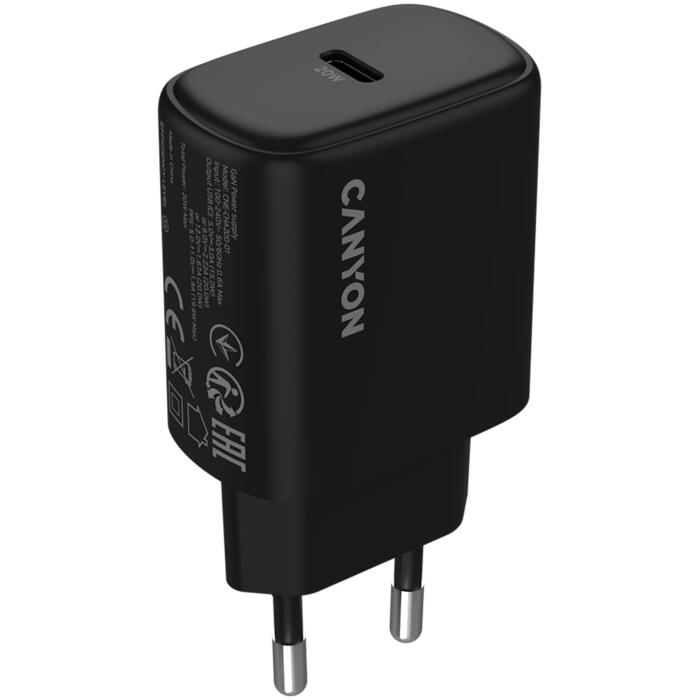 CANYON OnCharge 200 сетевое зарядное устройство для смартфонов 20W PD USB-C EU CNE-CHA200-11 чёрный (CNE-CHA200-11)