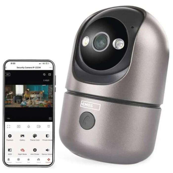 Emos Внутренняя камера IP-220W H4062, 4MPx, 2,4/5GHz, 180°, IP21, PTZ, ночное видение, двусторонняя связь (H4062)