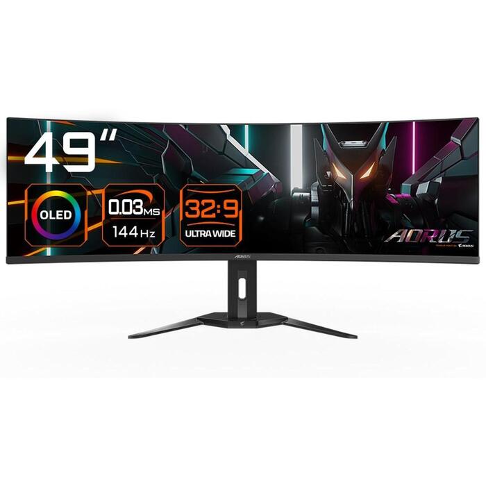 Gigabyte CO49DQ OLED изогнутый игровой монитор, 5120x1440, 1800R, 144Hz, 0.03ms, KVM, FreeSync Premium Pro, HDMI 2.1 (AORUS CO49DQ EK1)