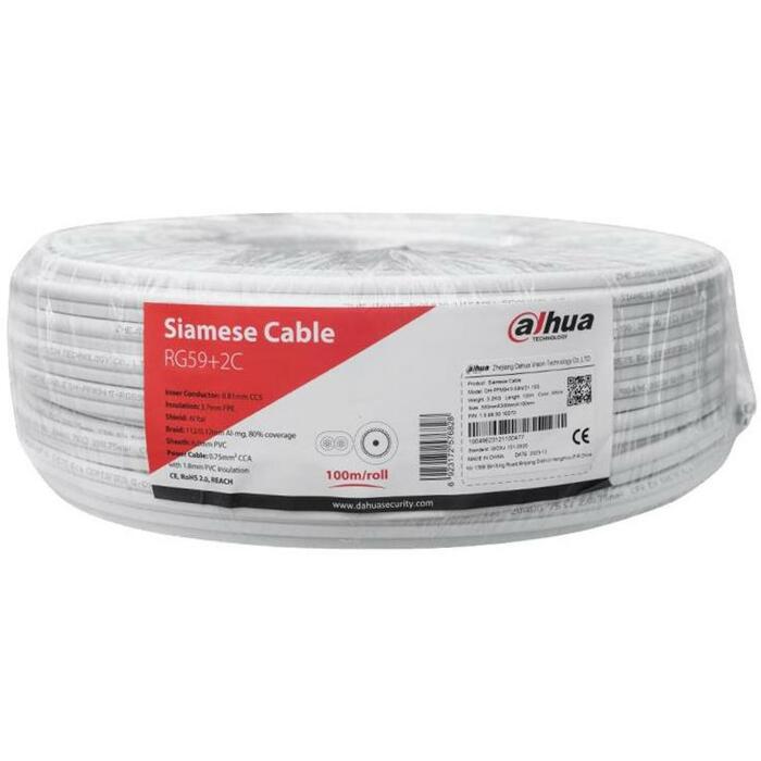 Dahua kabelis PFM941I-RG59N/21-100-W 100m balts, strāvas