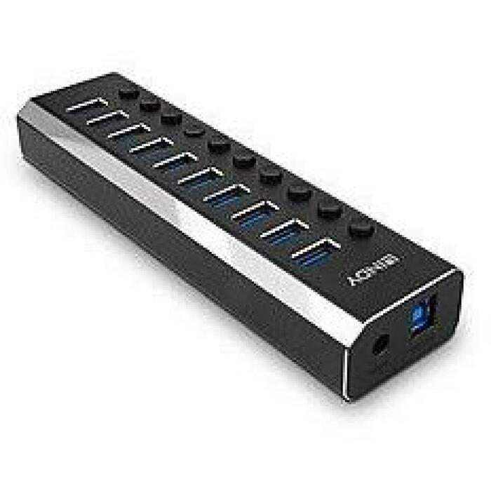 Lindy USB хаб 43370, 10 USB 3.0 портов, 5Gbps, 36W мощность, выключатель для каждого порта (43370)