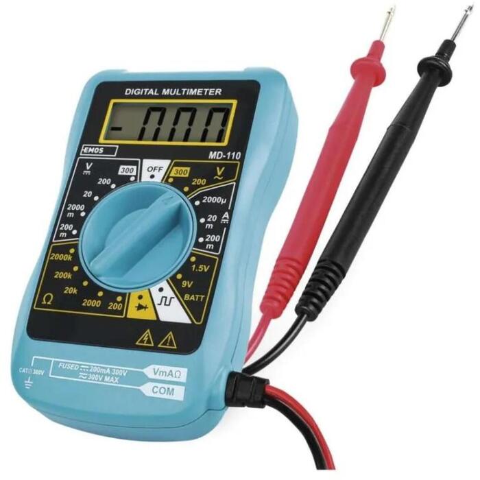 Emos Мультиметр MD-110 M0320N, 2000 µA – 200 mA, 200 mV – 300 V, 200 – 300 V, 200 Ohm – 2 MOhm, 3,5 цифровой дисплей, тест диодов (M0320N)