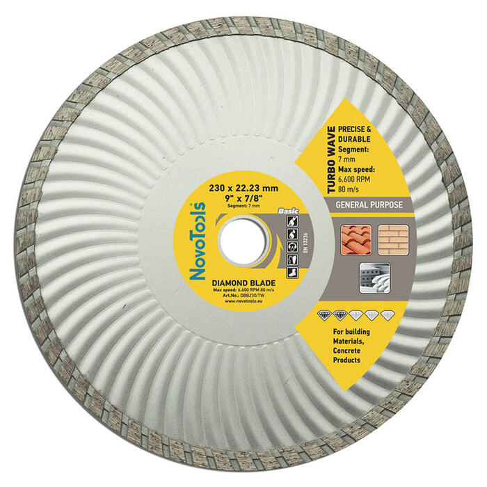 Dimanta griezējdisks TURBOWAVE 230x22.2mm NOVOABRASIVE (DBB230/TW)