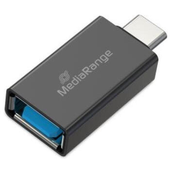 Mediarange USB адаптер, MRCS216, 1x USB-A, 1x USB-C, 10 Gbp/s, черный, корпус из цинкового сплава (MRCS216)