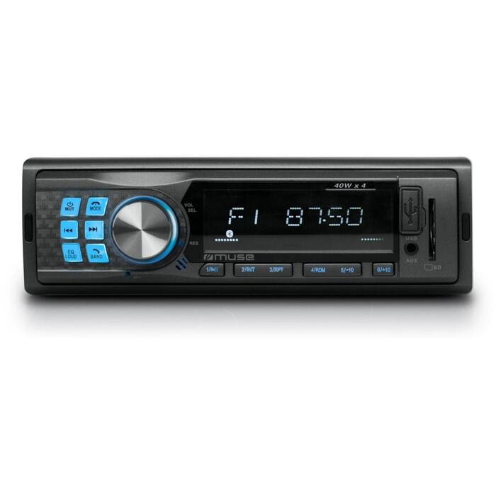 Muse Автомагнитола M-195BT, 4x40Вт, FM 18, ЖК-дисплей, Bluetooth, MP3, USB, SD/MMC, AUX, RCA, 1DIN (M-195BT)