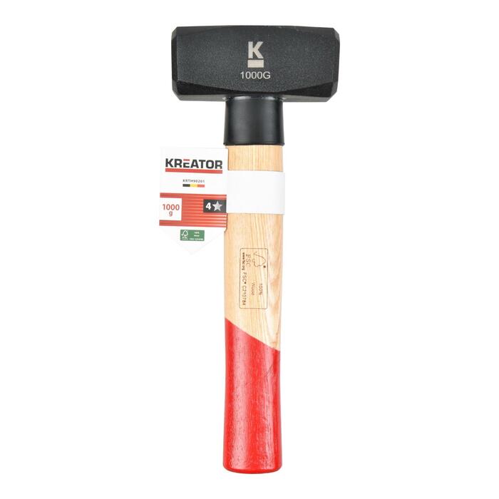 Kreator Kluba āmurs KRTH90201, 1kg, 85mm, 39mm, 215mm, C45 kalts tērauds, FSC koka rokturis (KRTH90201)