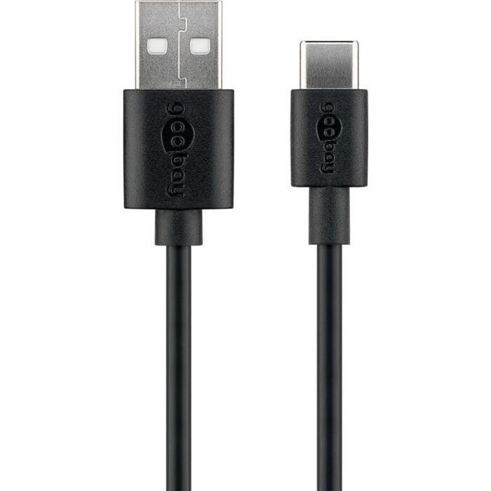 Goobay USB-C кабель для зарядки и синхронизации 45735, 1м, 3A, USB-C на USB-A, черный, быстрая зарядка (45735)
