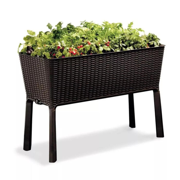 Keter Easy Grow Rattan Waves кашпо, коричневый, 29194592590, 114x49x76см, индикатор уровня воды (29194592590)