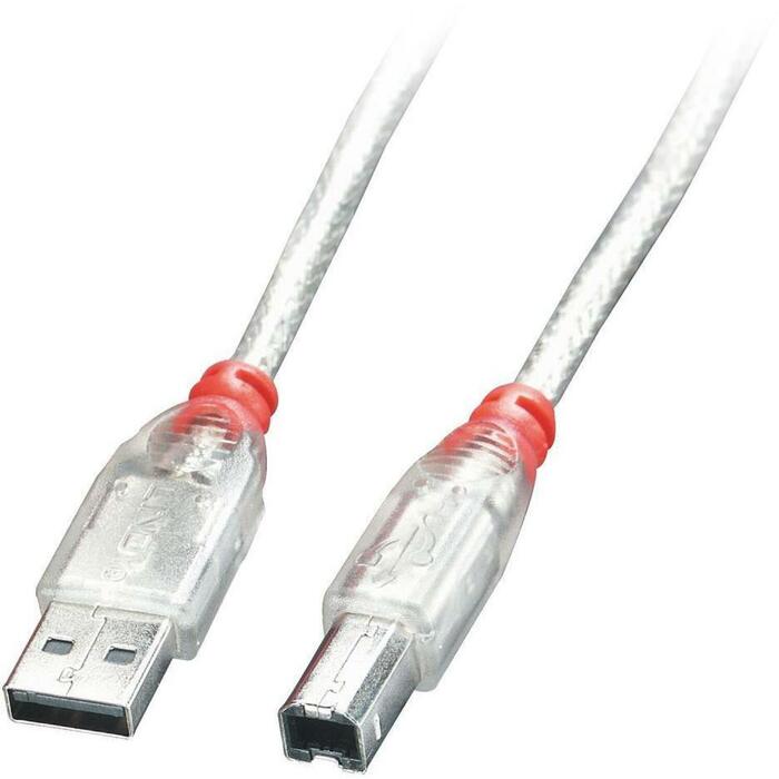 Lindy кабель USB2 A-B 41753 2м, прозрачный, 1 USB 2.0, 1 USB 2.0 тип B (41753)