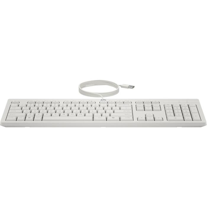 HP 225 vadu peles un tastatūras komplekts AW5S6AA#ABB, USB, 1200 DPI, optiskā, 3 pogas, pilna izmēra, baltā, 1.8 m (AW5S6AA#ABB)