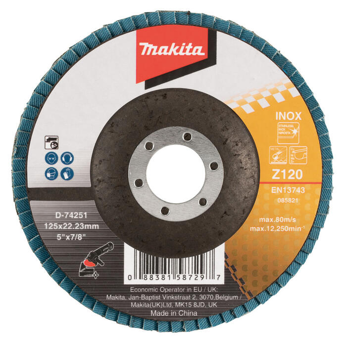 Lameļu slīpdisks 125X22.3MM Z120, Taisnais