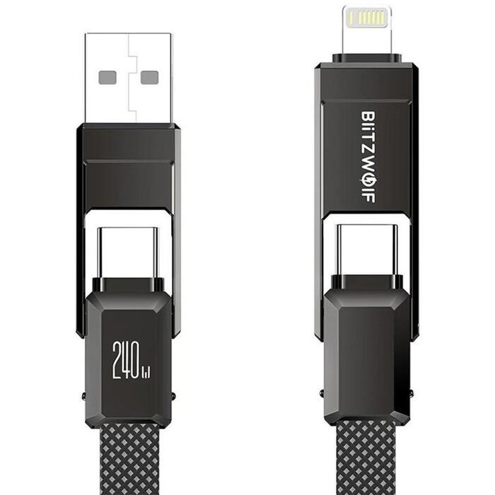 Blitzwolf BW-HDC7 4-in-1 kabelis, USB-C+Lightning, 240W