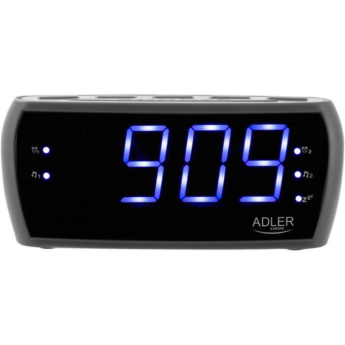 Adler будильник-радио AD 1121 S, 230V, 2 будильника, AM/FM, 1,8" дисплей, 48 мм высота цифр, 350 мВт динамик (AD 1121s)