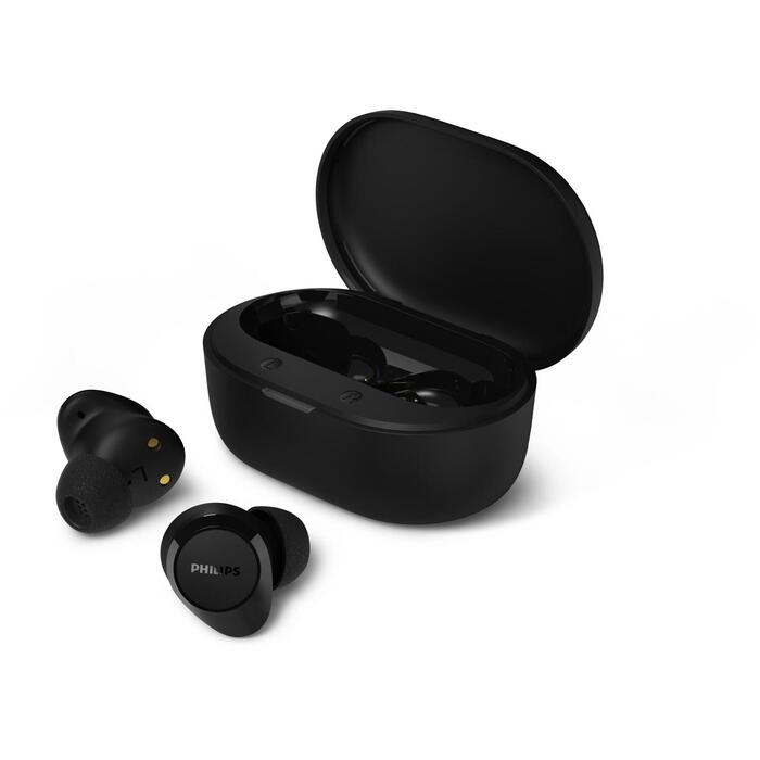 PHILIPS in-ear true bezvadu austiņas ar portatīvo uzlādes ietvaru, melnas (TAT1300BK/00)