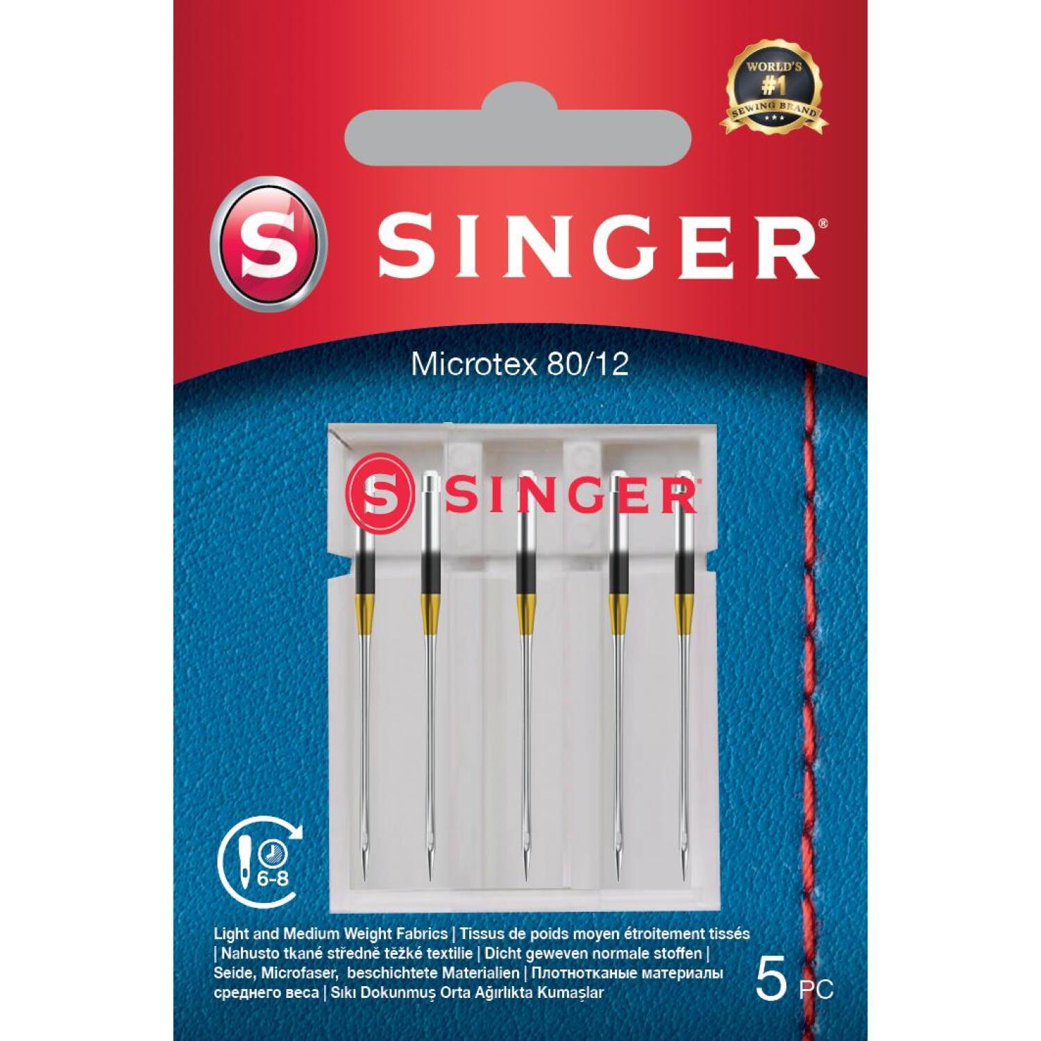 Singer Microtex игла 250053202, 80/12, 5PK, 5mm, 60mm, 90mm (250053202)
