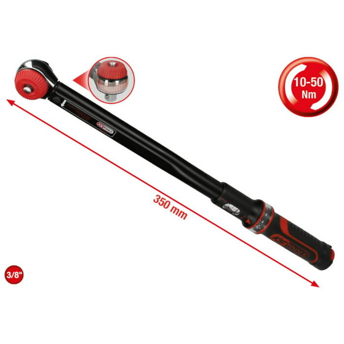 Dinamometriskā atslēga ERGOTORQUEprecision 3/8" 10-50Nm, KSTOOLS