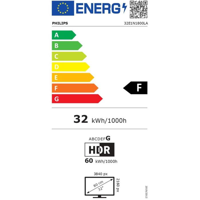 Philips 32E1N1800LA/00 ЖК монитор, 31,5", 3840 x 2160, 60 Гц, 4 мс, 300 кд/м², HDMI 2 (32E1N1800LA/00)