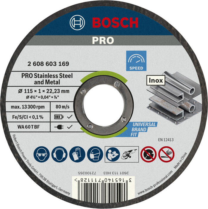 Griešanas disks Rapido 115x22x1mm,INOX 10gab