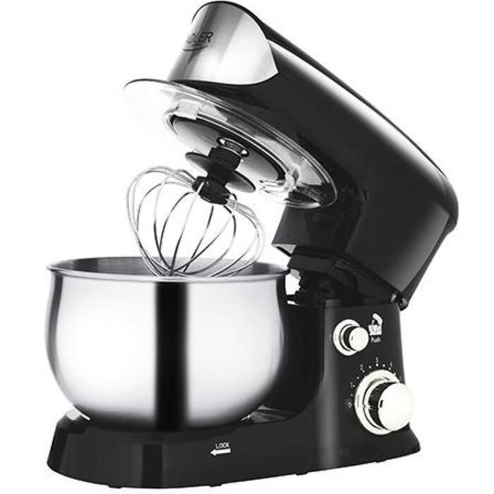 Adler планетарный кухонный комбайн AD 4226b, 3 L, 700 W, 6 скоростей, нержавеющая сталь чаша, крюк для теста, венчики: 3 (AD 4226 black)