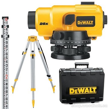 Dewalt нивелир DW096PK-XJ, 100 м, 26 x, 0,002 мм/м, автоматический, поворот 360°, с рейкой и штативом (DW096PK-XJ)