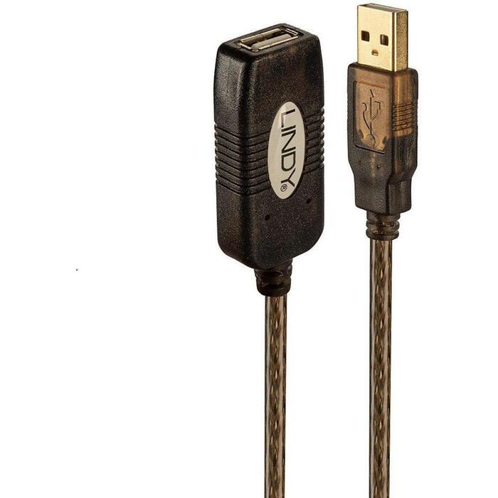 Lindy 42635 USB удлинитель 10м, USB 2.0, 4 USB 2.0 устройства, USB/USB разъемы, черный (42635)