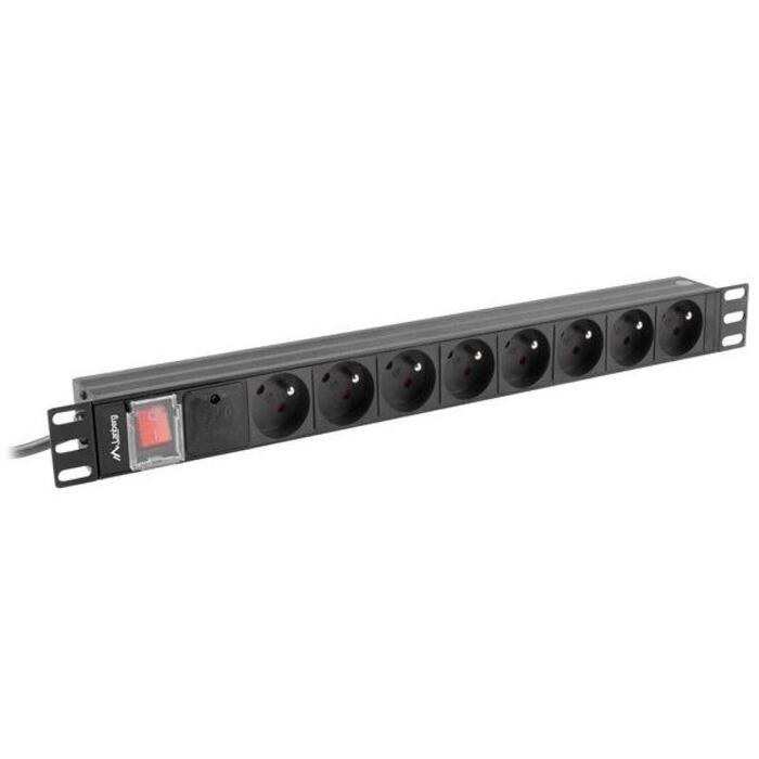 Lanberg Pagarinātājs PDU-08E-0200-BK, 1U, 16A, 8x230V