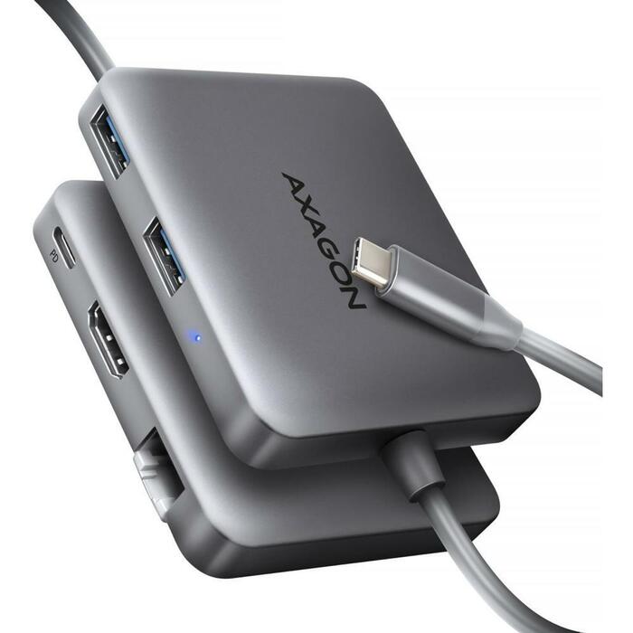 Axagon USB centrmezgls HMC-5HL 5in1 5Gbps, 2x USB 5Gbps, 1x HDMI, 1x RJ-45, 0.2m strāvas kabelis (HMC-5HL)