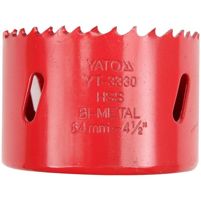 Yato биметаллическая коронка YT-3330, 64 мм, HSS M3, 40 мм, 4-6 TPI, 5/8" 18UNF, для металла, дерева, пластика (YT-3330)