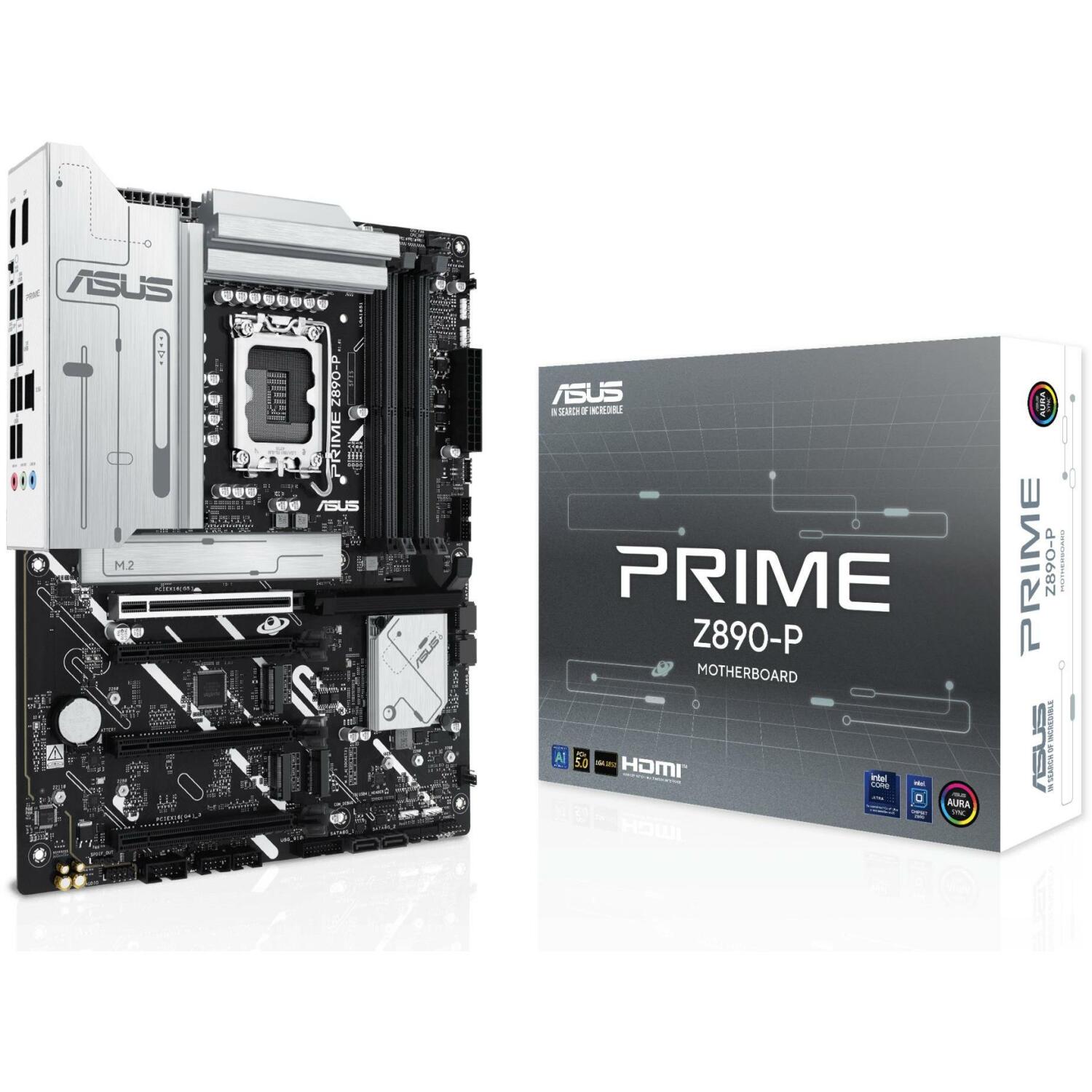 Asus Mātesplate PRIME Z890-P, LGA 1851, DDR5, 192 GB, 4 DIMM, 4 M.2, 2.5 Gb Ethernet, 7.1 audio, ATX (PRIME Z890-P)
