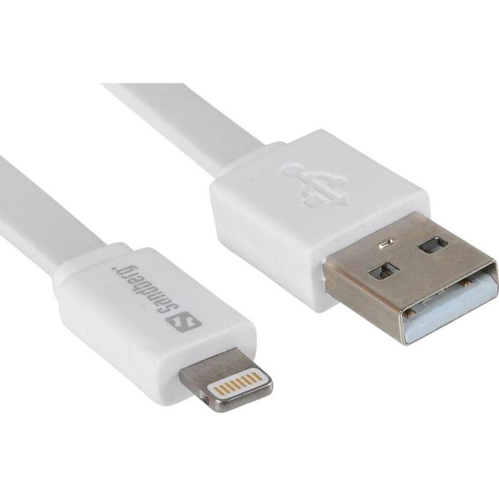 Sandberg USB>Lightning kabelis 440-75, 1m, balts