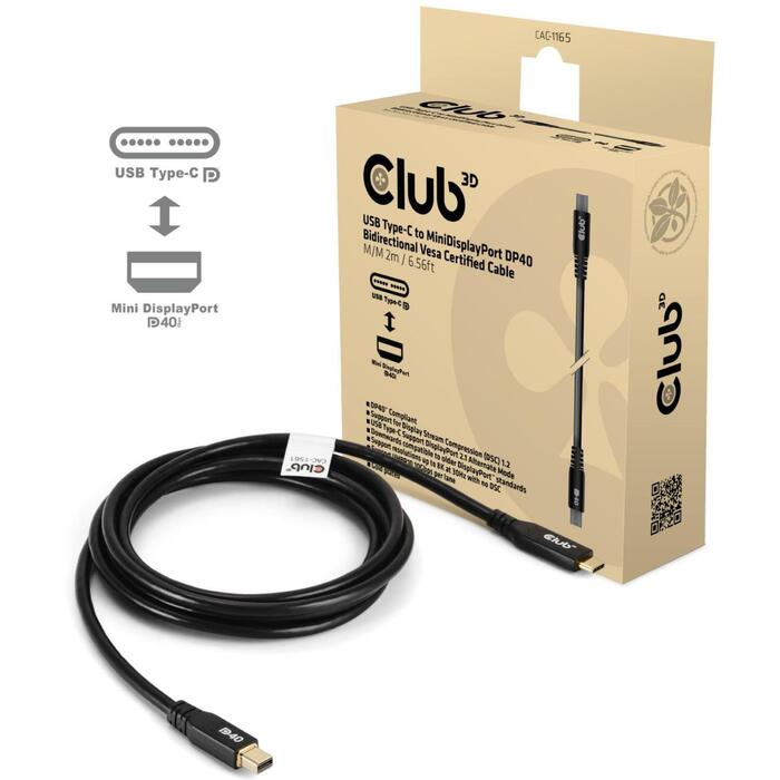 Club3D USB-C uz Mini DP kabelis