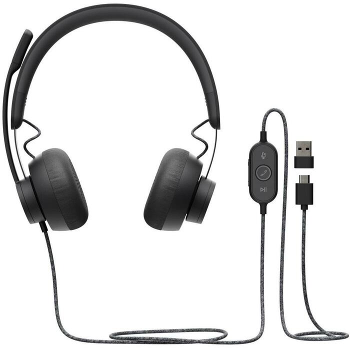 Logitech наушники 981-000875 40 мм, 1.9 м, 32 Ω, 2 микрофона, шумоподавление, USB Type-C, Binaural, UC (981-000875)