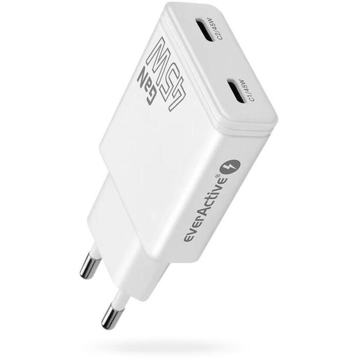 Everactive SC-465Q lādētājs, 2xUSB-C, 45W, Quick
