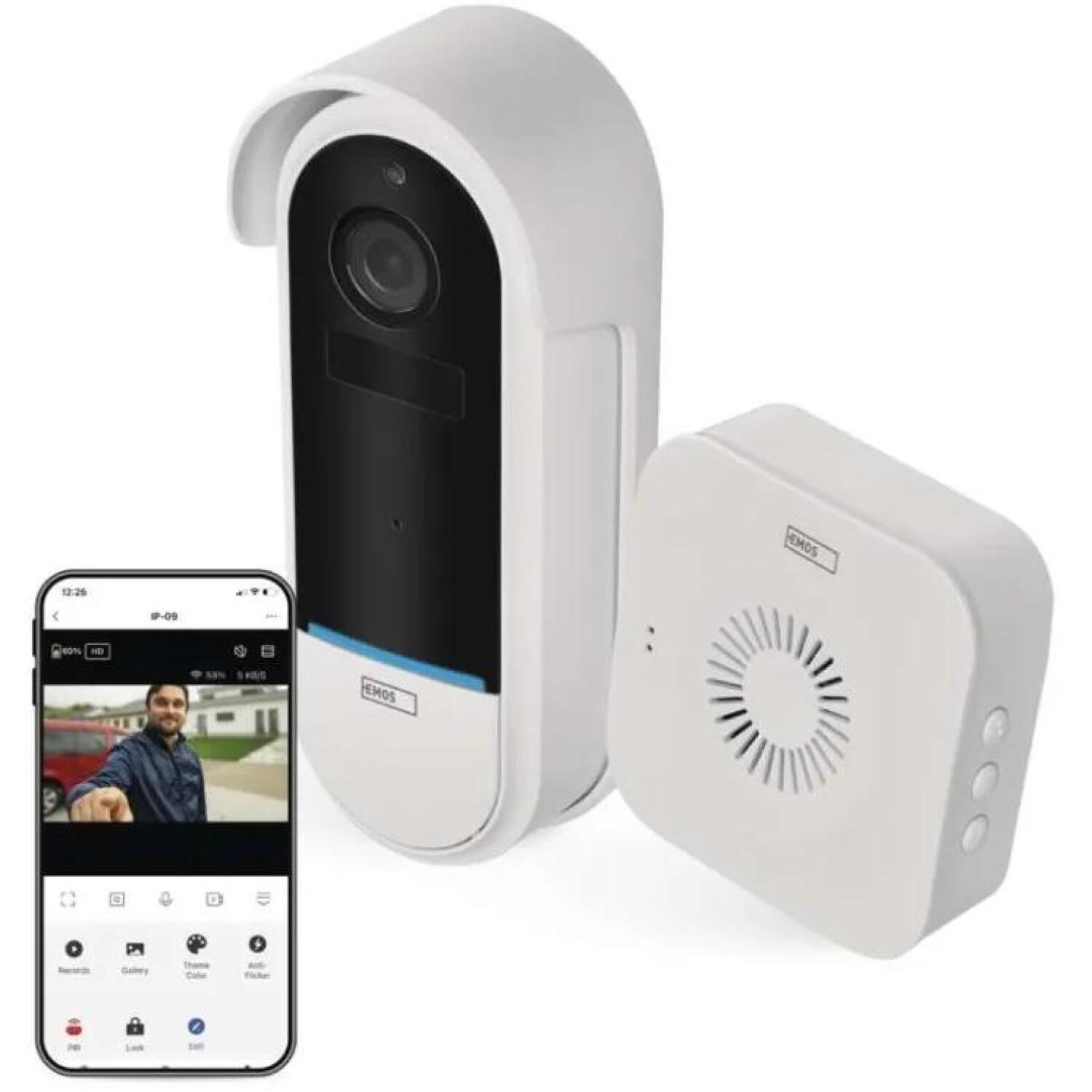 Emos Умный дверной звонок IP-15S H4032, 6700 мАч, IP65, 135°, 1080p, двусторонняя связь, ночное видение (H4032)