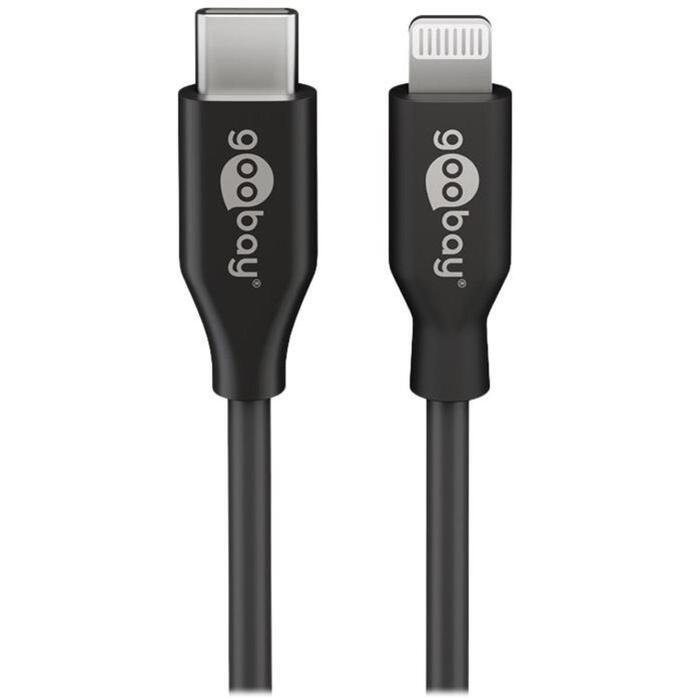Goobay Lightning USB-C кабель для зарядки и синхронизации 39445, 1м, черный, 87W зарядка, круглый, защита от изгибов (39445)