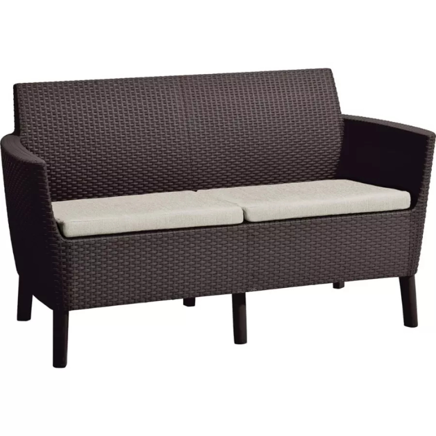 Keter Salemo 2 Seater Sofa 29209038599, 133x67x76cm, коричневый, имитация ротанга, устойчив к УФ (29209038599)