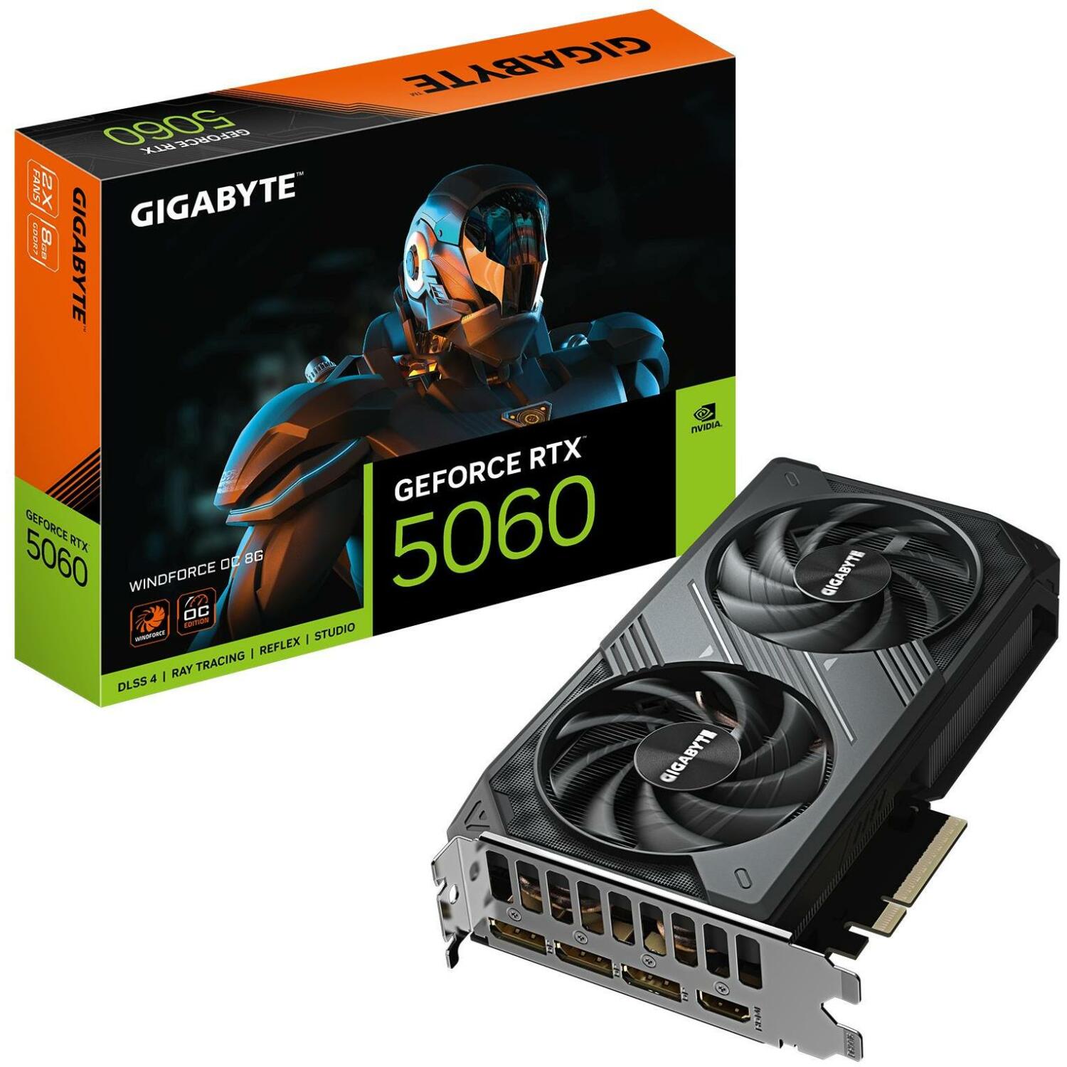 Gigabyte Video karte GV-N5060WF2OC-8GD 8GB GDDR7, 128 bit, PCI-E 5.0, 2512 MHz, 3 x DisplayPort, 1 x HDMI (GV-N5060WF2OC-8GD)
