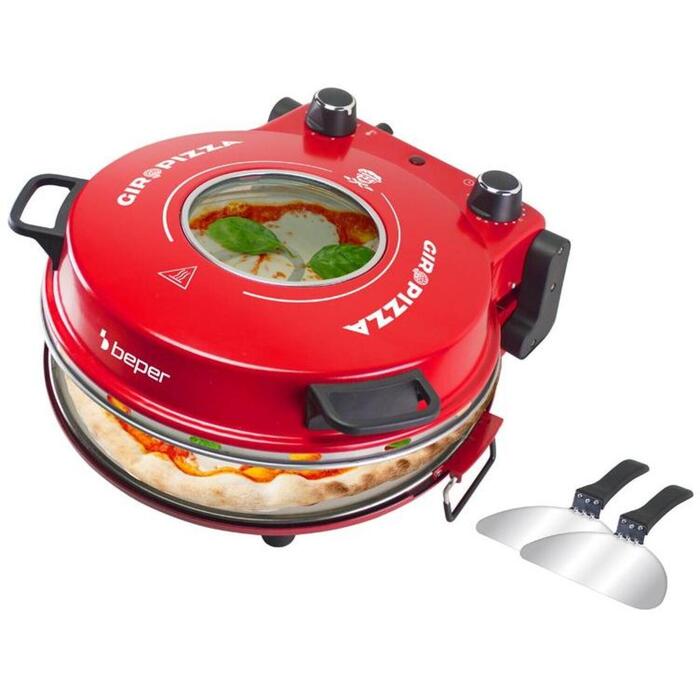 Beper Пицца Сковорода P101CUD301, 1200 W, 31 см, Красный, Неприлипающая, Регулировка температуры, 5 уровней готовки (P101CUD301)