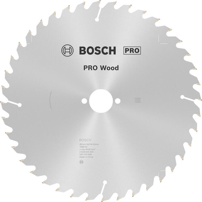 Stacionārā ripzāģa disks 254x30x40, kokam, Galda zāģiem PRO WOOD RIPZĀĢA ASMENS, 2608640443, BOSCH (2608640443)