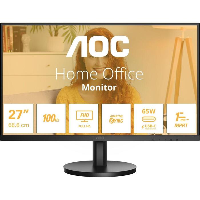 Aoc монитор 27B3CA2, 27", 1920 x 1080, 100 Гц, 4 мс, IPS, 250 кд/м², 1 HDMI, USB Type-C, матовый (27B3CA2)