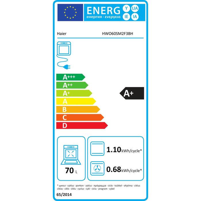 Haier cepeškrāsns HWO60SM2F3BH, 70L, elektriskā, hidrolītiskā