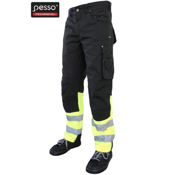 Pesso KDCJG_54 Hi-vis bikses, C54, melnas/dzeltenas