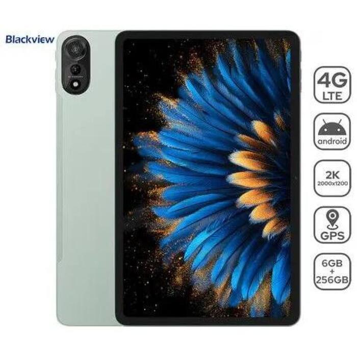Blackview планшет MEGA 2, 12", 6 ГБ, 256 ГБ, 4G, Android 15, 9000 мАч, 16 МП, 8 МП, Wi-Fi 5, MicroSD, зеленый (MEGA 2 6+256GB GREEN)