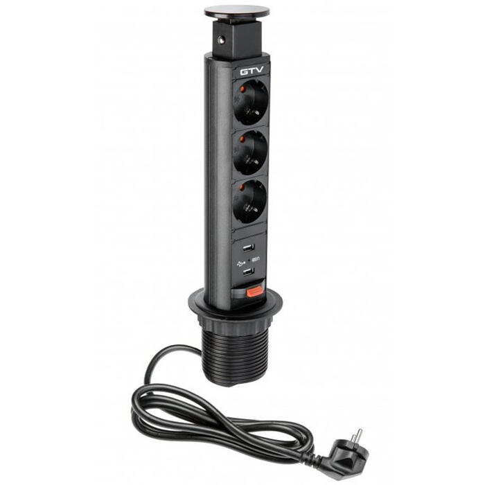 Gtv mēbeļu kontaktligzda, AE-BPW3S60U-20, 3xSHUKO, 2xUSB-A