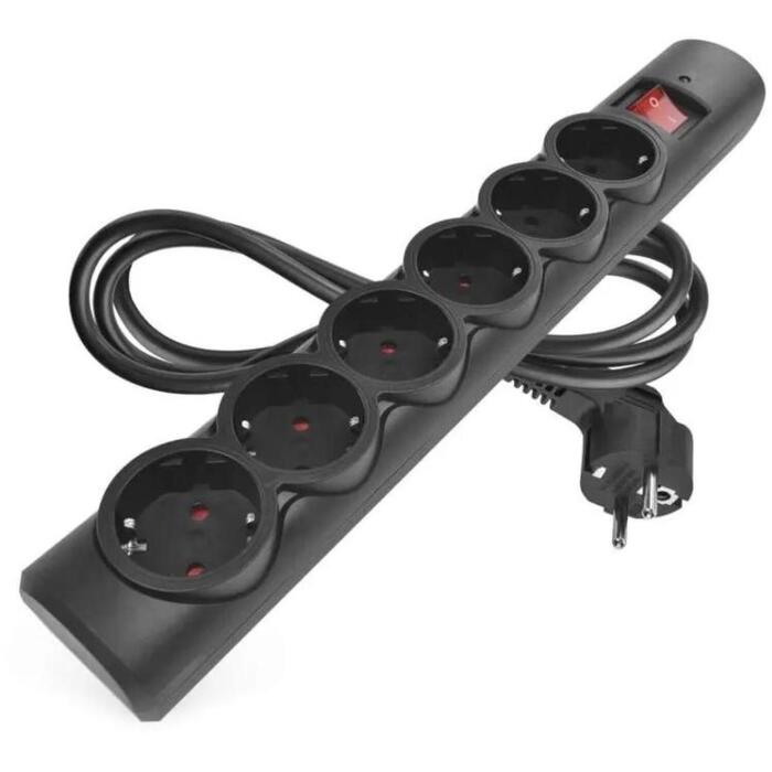 Emos Защита от перенапряжения P54218, 1,5 м, 6x2P+PE, 10 A, 2300 W, защита от детей, подсвеченный выключатель (P54218)