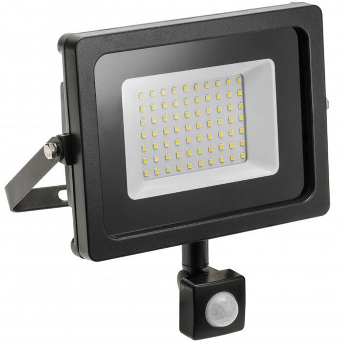 Gtv светодиодный прожектор с датчиком движения LD-INEXT50W-64, 50 W, 4000 lm, 6400 K, AC220-240V, IP65, 120°, черный (LD-INEXT50W-64)