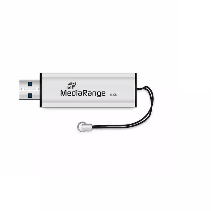 Mediarange USB флеш-накопитель MR915, 16GB, USB 3.2 Gen 1, скорость чтения 50MB/s, скорость записи 15MB/s, черный/серебристый (MR915)