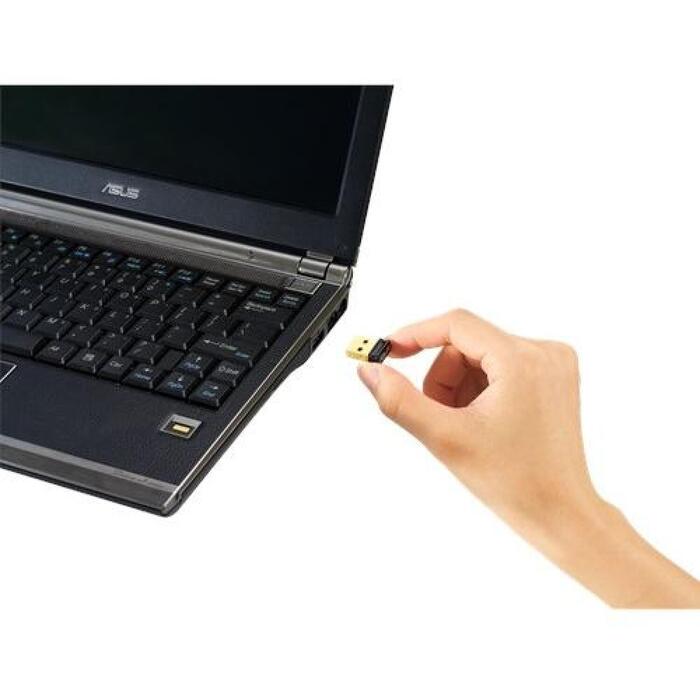 Asus USB беспроводной адаптер USB-N10 NANO B1, 802.11n, 150 Mbps, 2.4 GHz, USB 2.0, черный (USB-N10NANOB1)