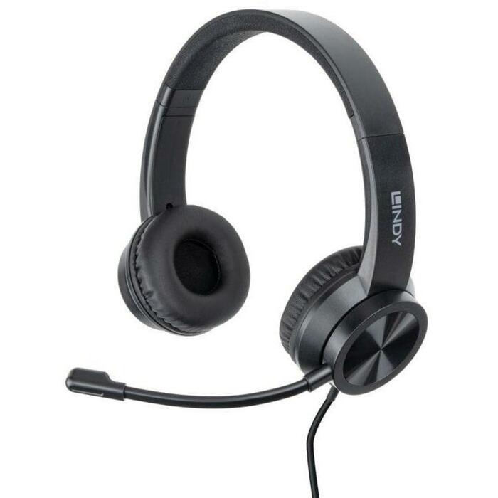 Lindy гарнитура 20439 USB Type-C, 20 - 20000 Гц, 1.95 м кабель, бинауральная, черная, встроенное управление (20439)