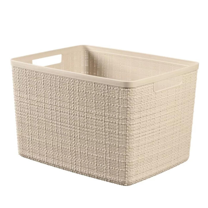Grozs Jute L 20L 36x28x23cm krēmkrāsā
